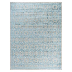 Traditional Ikat Hand Knotted Floral Silk & Wool Brown Area Rug 7' 10" x 9' 10"