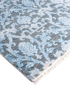 Traditional Ikat Hand Knotted Floral Silk & Wool Brown Area Rug 8' 1" x 10' 5"