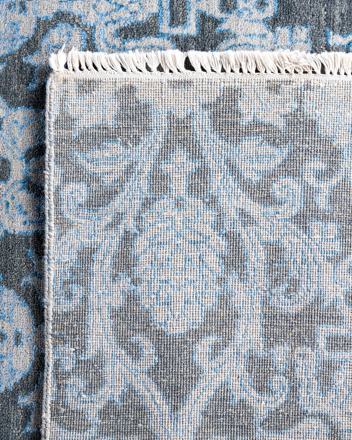Traditional Ikat Hand Knotted Floral Silk & Wool Brown Area Rug 8' 1