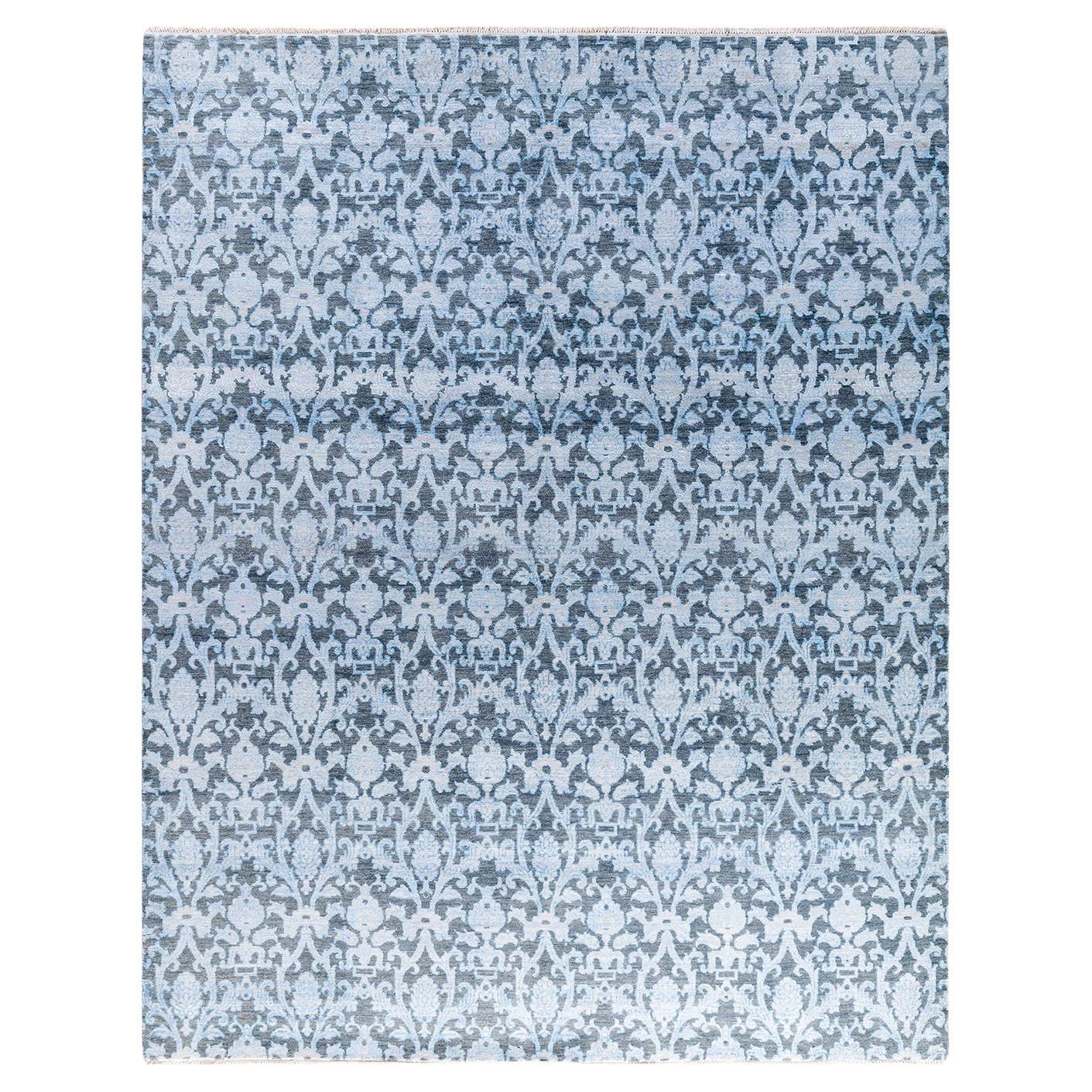 Traditional Ikat Hand Knotted Floral Silk & Wool Brown Area Rug 8' 1" x 10' 5"