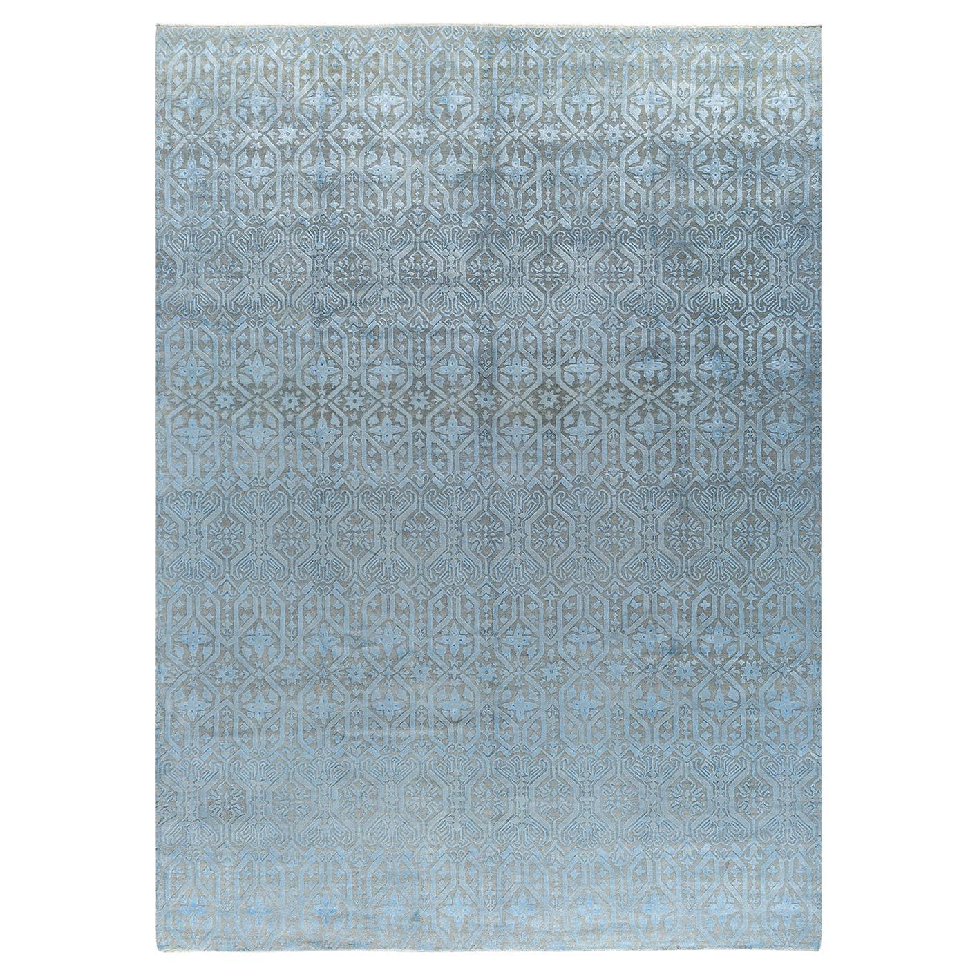 Traditional Ikat Hand Knotted Floral Silk & Wool Brown Area Rug 9' 1" x 12' 2"
