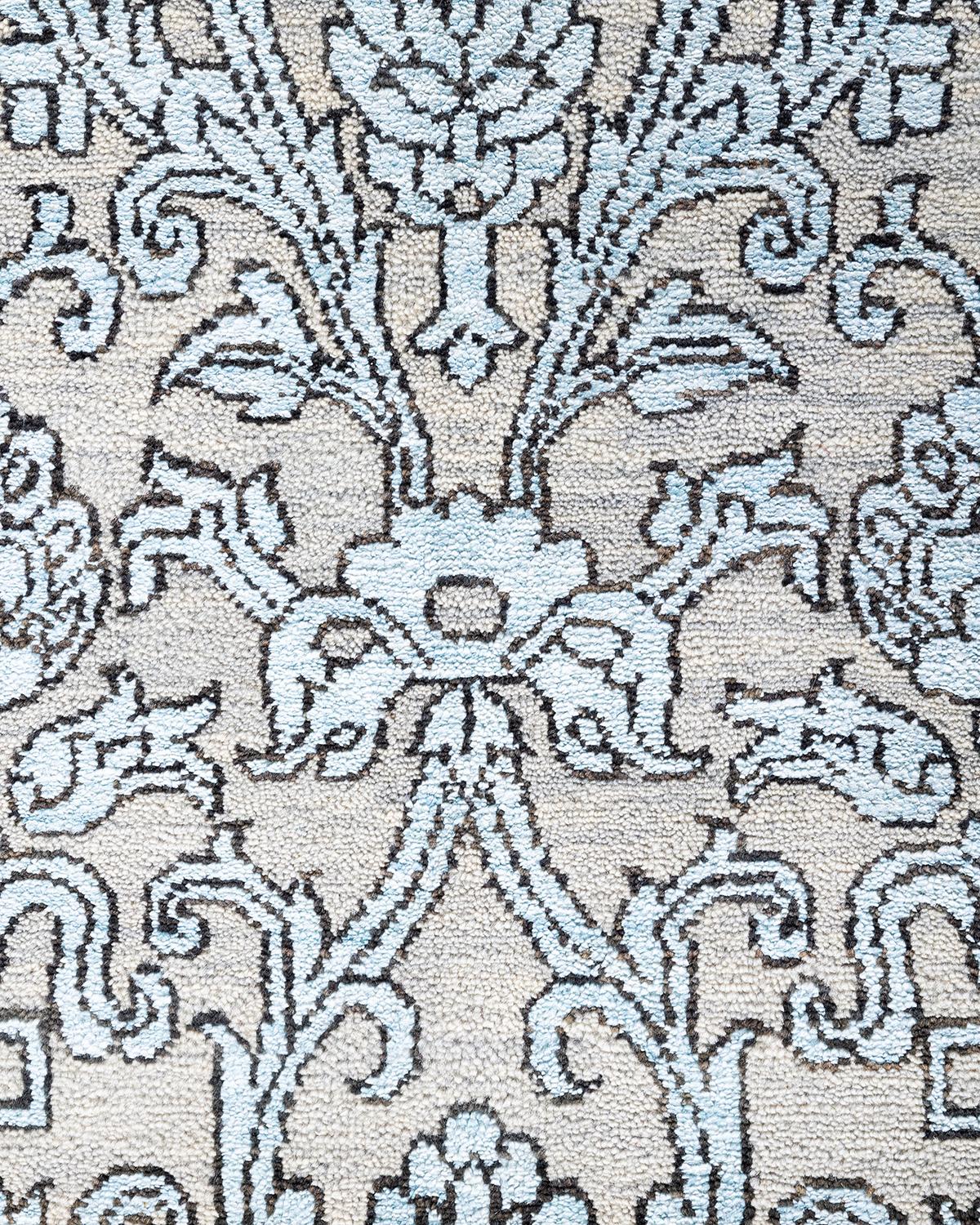Traditionelle Ikat Hand geknüpft florale Seide & Wolle Brown Bereich Teppich 9' 2