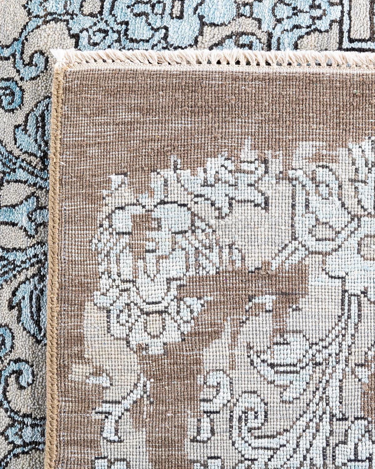 Traditionelle Ikat Hand geknüpft florale Seide & Wolle Brown Bereich Teppich 9' 2