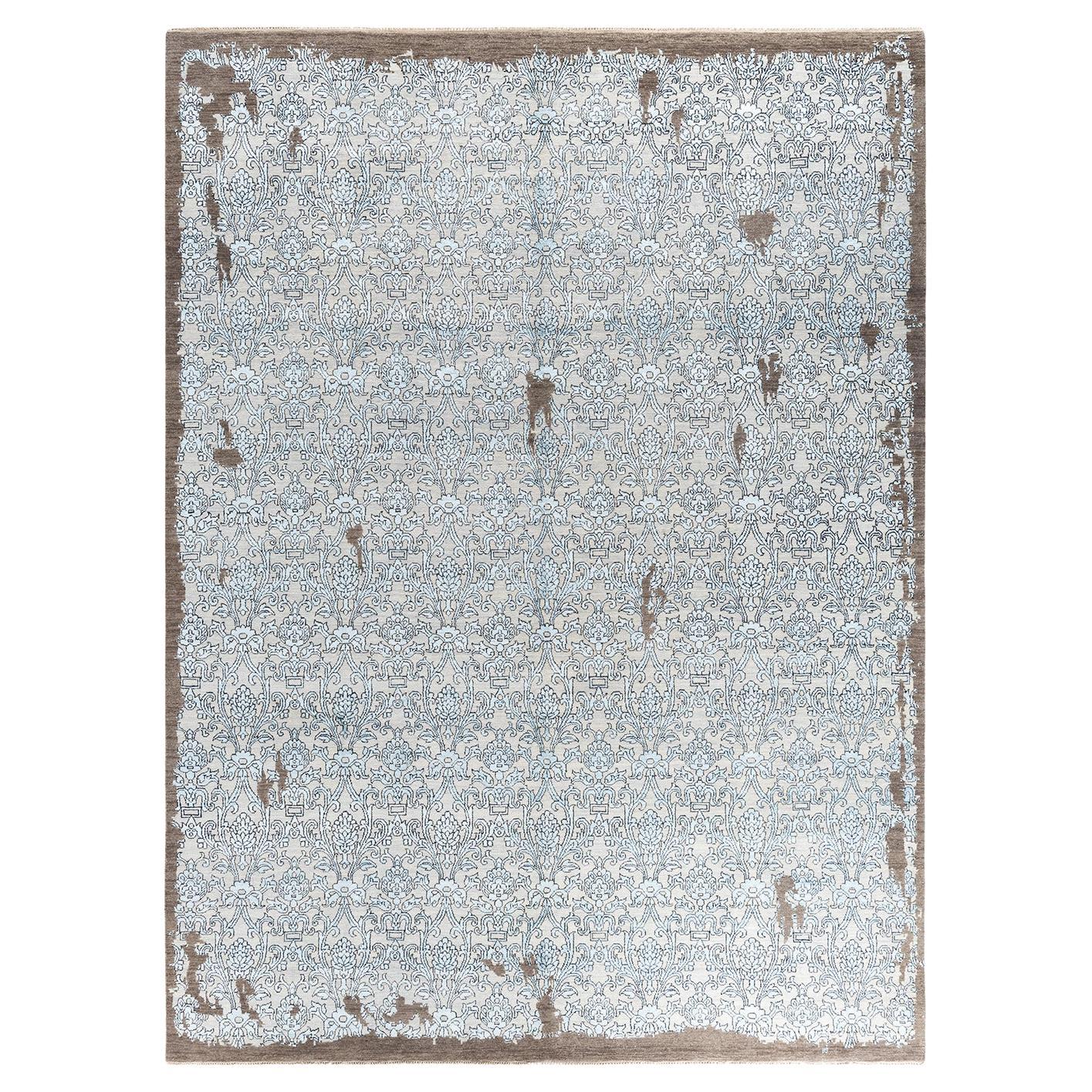 Traditional Ikat Hand Knotted Floral Silk & Wool Brown Area Rug 9' 2" x 12' 4"