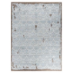 Traditionelle Ikat Hand geknüpft florale Seide & Wolle Brown Bereich Teppich 9' 2" x 12' 4"