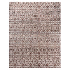 Traditional Ikat Hand Knotted Floral Silk & Wool Gray Area Rug 8' 0" x 10' 0"
