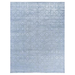 Traditional Ikat Hand Knotted Floral Silk & Wool Gray Area Rug 8' 0" x 10' 2"