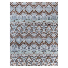 Traditional Ikat Hand Knotted Floral Silk & Wool Gray Area Rug 8' 0" x 10' 4"