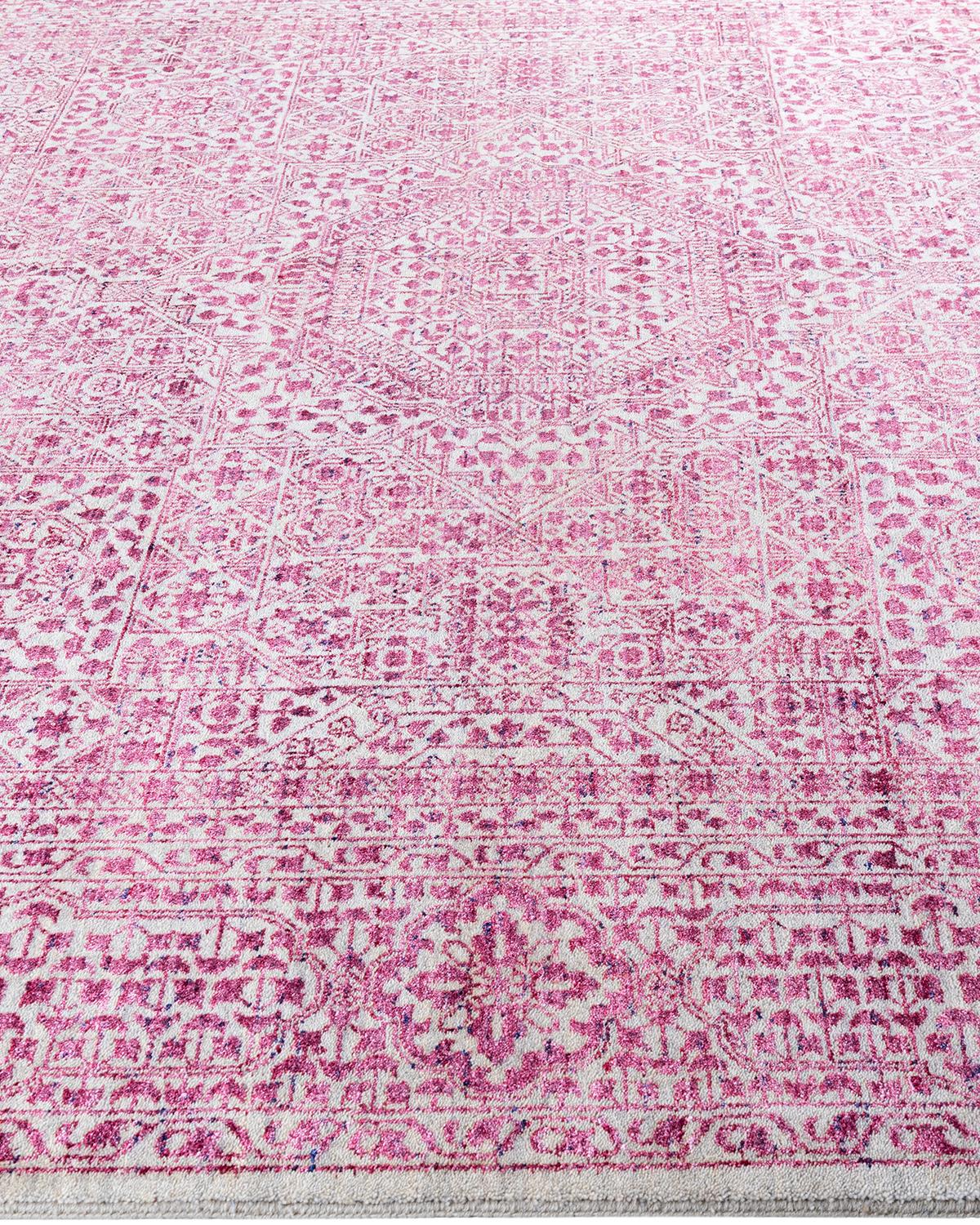 Hand-Knotted Traditional Ikat Hand Knotted Floral Silk & Wool Gray Area Rug 8' 1