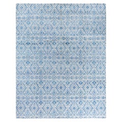 Traditional Ikat Hand Knotted Floral Silk & Wool Gray Area Rug 8' 1" x 10' 2"