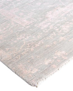 Traditional Ikat Hand Knotted Floral Silk & Wool Gray Area Rug 8' 1" x 10' 4"