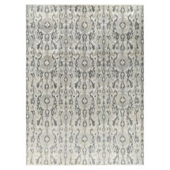 Traditional Ikat Hand Knotted Floral Silk & Wool Gray Area Rug 8' 10" x 11' 10"
