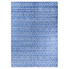 Traditioneller handgeknüpfter, geblümter Ikat-Teppich aus Seide und Wolle in Grau 9' 0" x 12' 4"