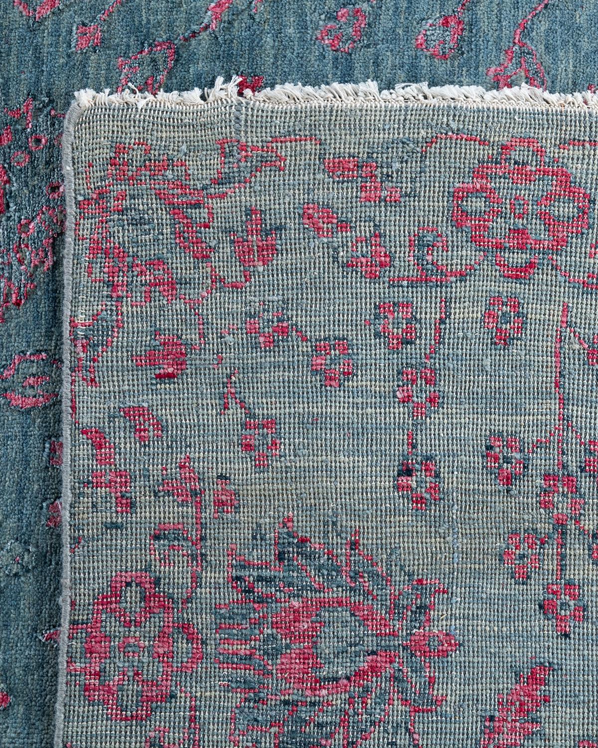 Traditional Ikat Hand Knots Rugs floreale in seta e lana grigio 9' 1
