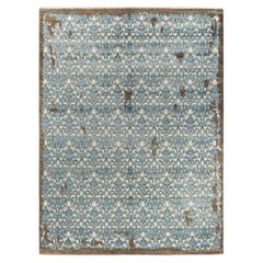 Traditional Ikat Hand Knotted Floral Silk & Wool Ivory Area Rug 9' 2" x 12' 1"