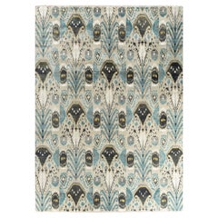 Traditional Ikat Hand Knotted Floral Silk & Wool Sand Area Rug 9' 0" x 12' 5"
