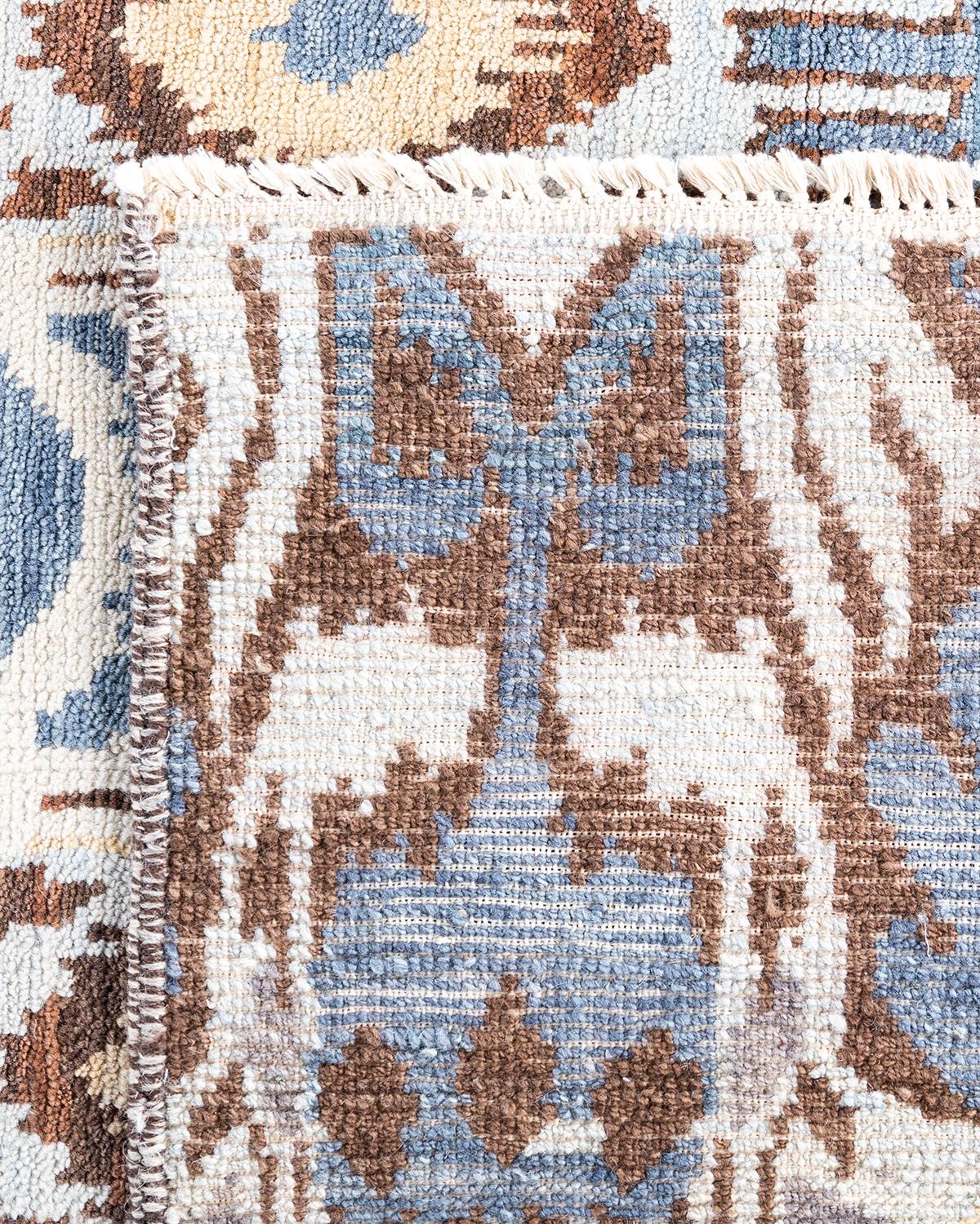 XXI secolo e contemporaneo Tappeto tradizionale Ikat Annodato a mano in lana floreale Beige 7' 10