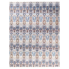 Tappeto tradizionale Ikat Annodato a mano in lana floreale Beige 7' 10" x 10' 0"