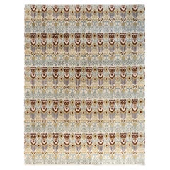 Traditional Ikat Hand Knotted Floral Wool Beige Area Rug 8' 0" x 10' 4"