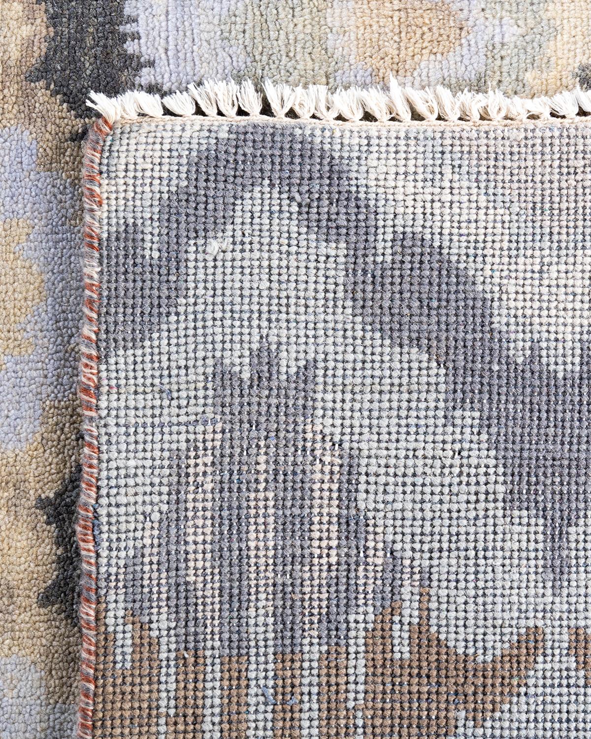 Traditional Ikat Hand Knotted Floral Wool Beige Area Rug 8' 0