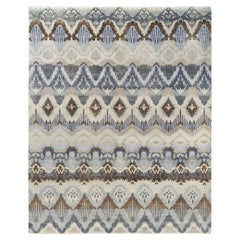 Traditional Ikat Hand Knotted Floral Wool Beige Area Rug 8' 0" x 9' 10"