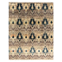Traditional Ikat Hand Knotted Floral Wool Brown Area Rug 7' 10" x 10' 1"
