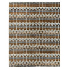 Traditional Ikat Hand Knotted Floral Wool Brown Area Rug 8' 2" x 10' 2"