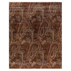 Traditional Ikat Hand Knotted Floral Wool Brown Area Rug 8' 2" x 10' 3"