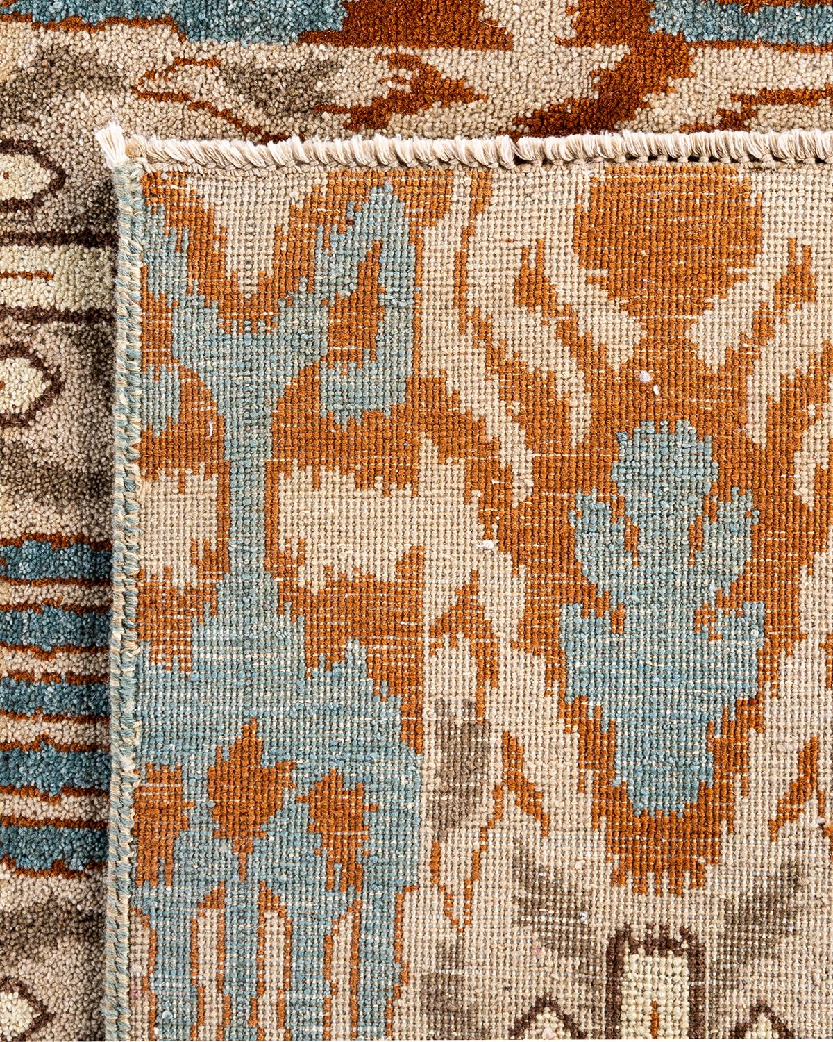 Traditionelle Ikat Hand geknüpfte florale Wolle Brown Bereich Teppich 8' 3