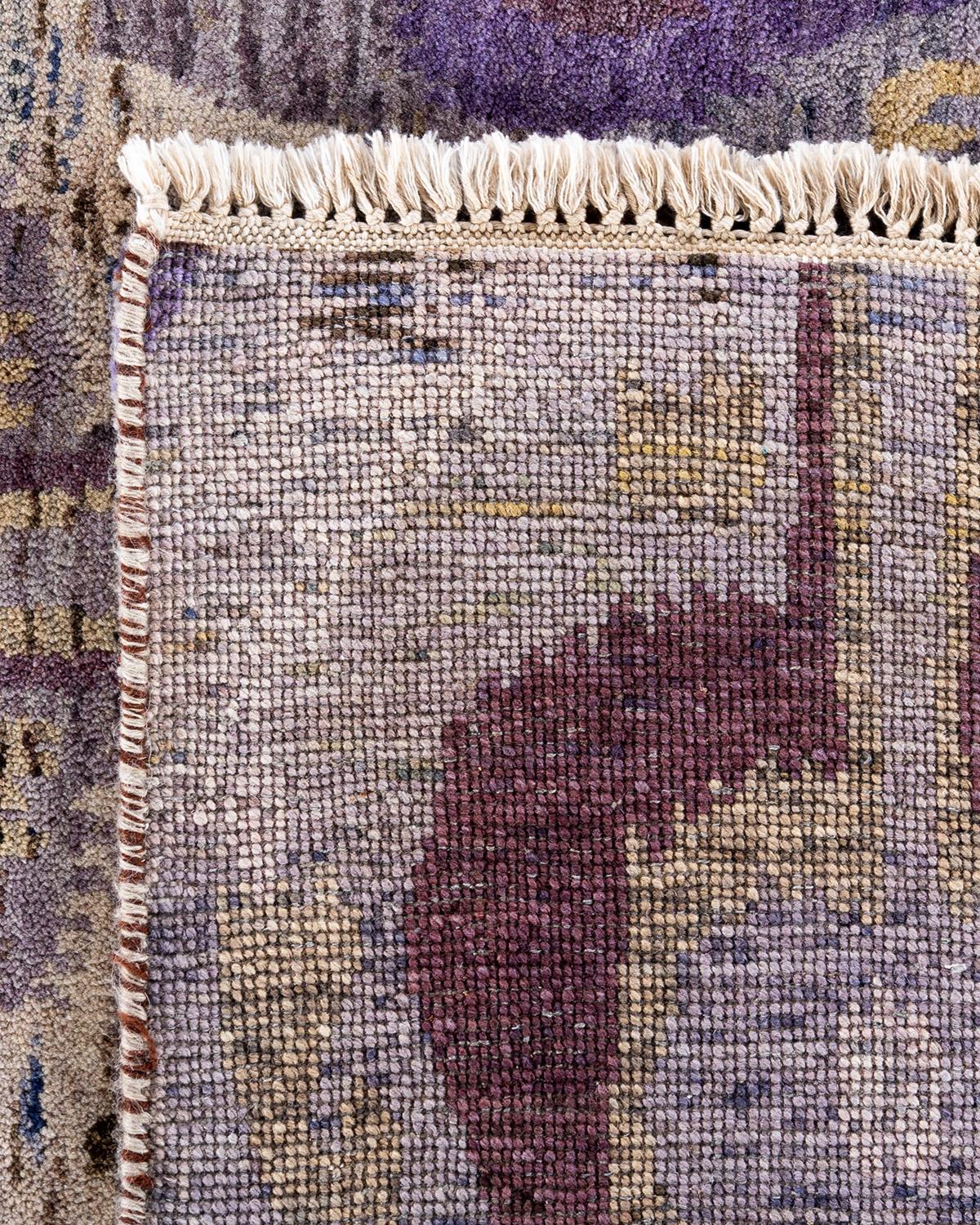 Traditional Ikat Hand Knots Rugs Floral Wool Brown Area Rug 9' 0