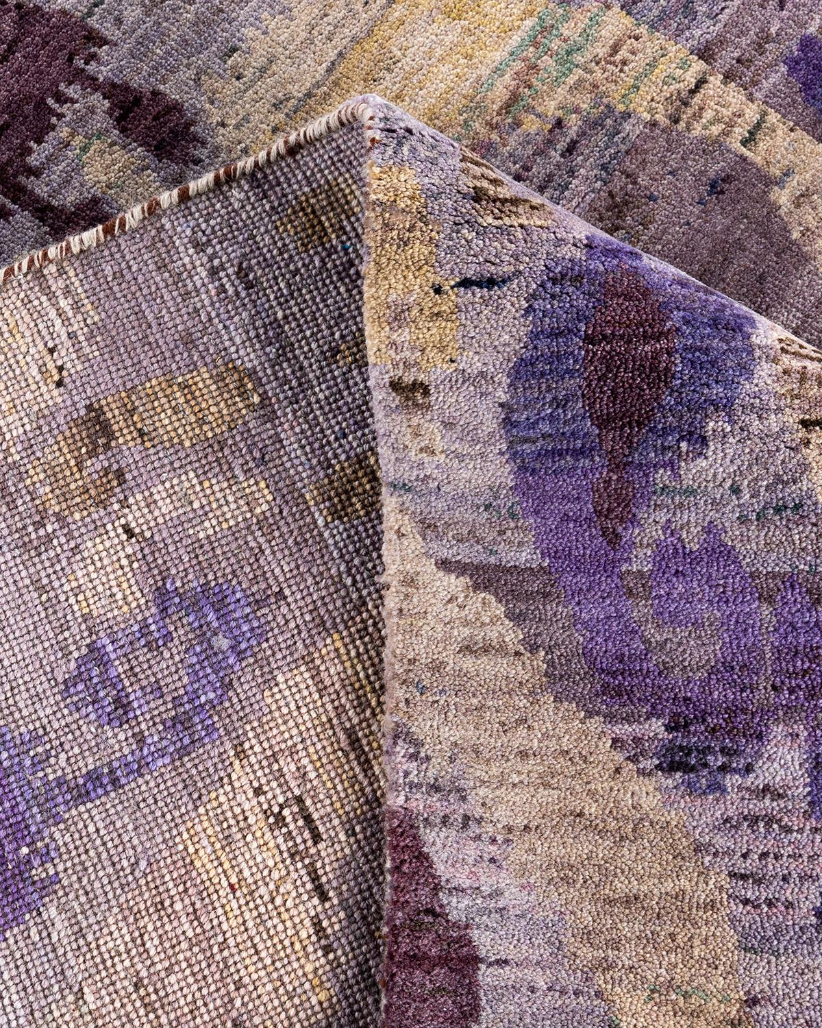 XXI secolo e contemporaneo Traditional Ikat Hand Knots Rugs Floral Wool Brown Area Rug 9' 0