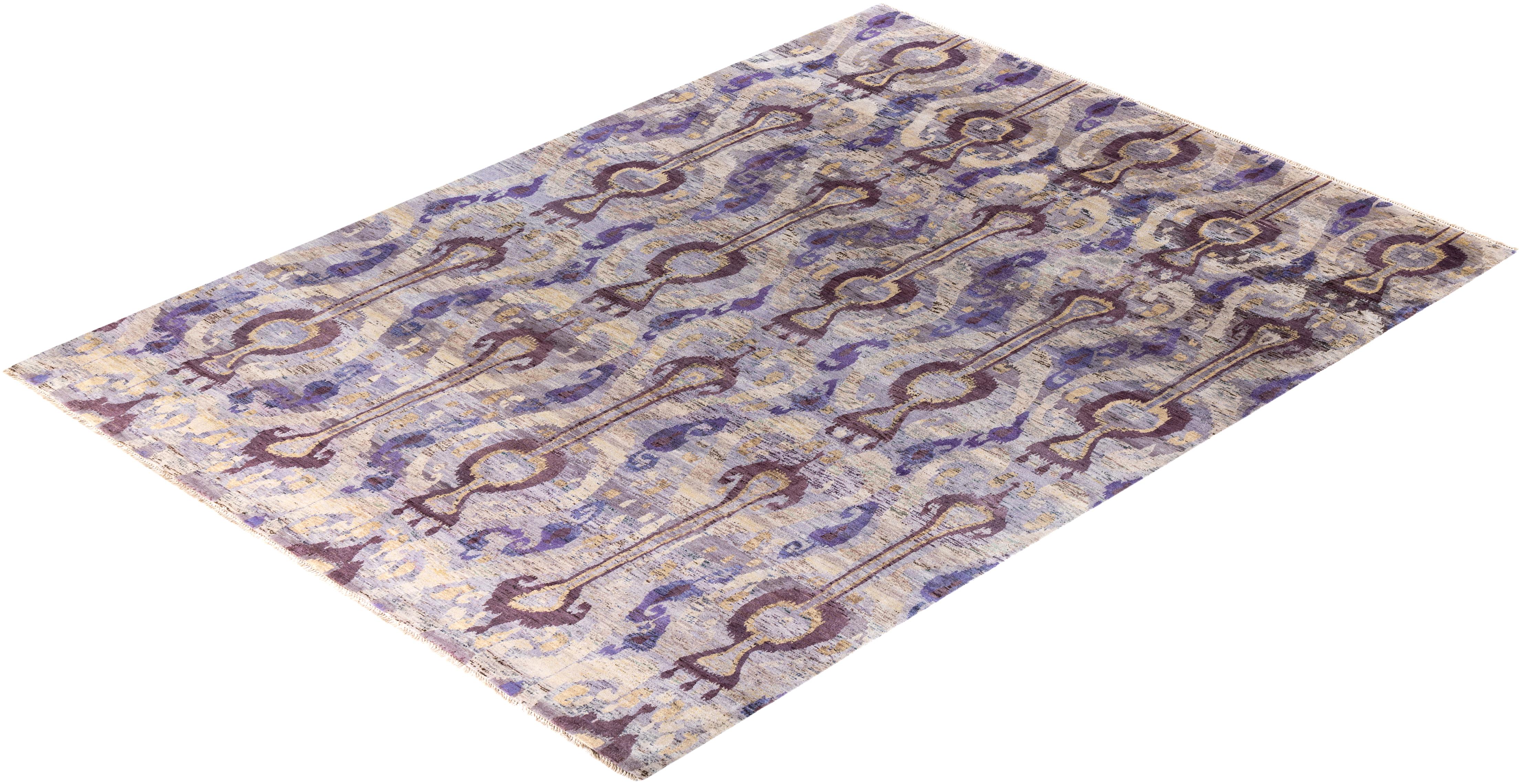Traditional Ikat Hand Knots Rugs Floral Wool Brown Area Rug 9' 0