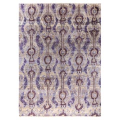 Traditional Ikat Hand Knotted Floral Wool Brown Area Rug 9' 0" x 12' 3"