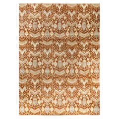 Traditional Ikat Hand Knots Rugs Floral Wool Brown Area Rug 9' 0" x 12' 4"
