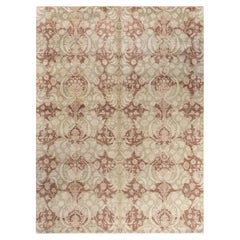 Traditional Ikat Hand Knotted Floral Wool Brown Area Rug 9' 2" x 12' 4"