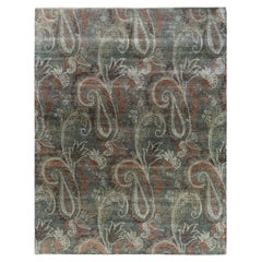 Tapis traditionnel Ikat gris à motifs floraux noués à la main 7' 10" x 10' 0"