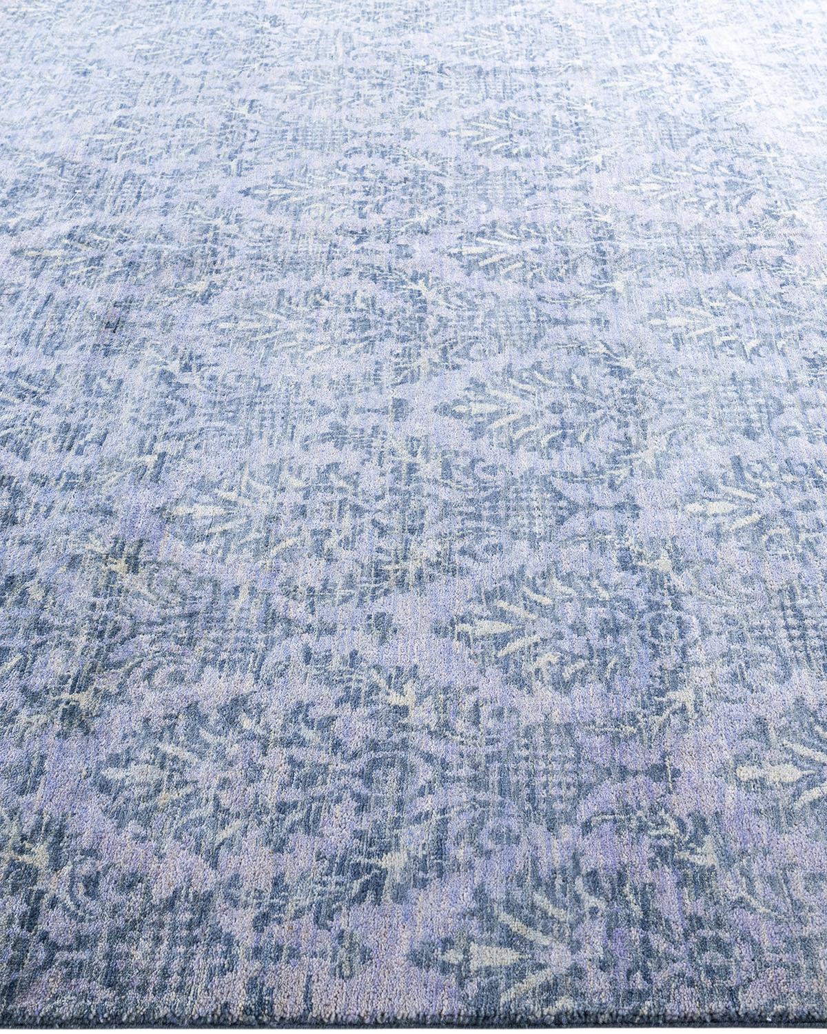 Hand-Knotted Traditional Ikat Hand Knotted Floral Wool Gray Area Rug 8' 1
