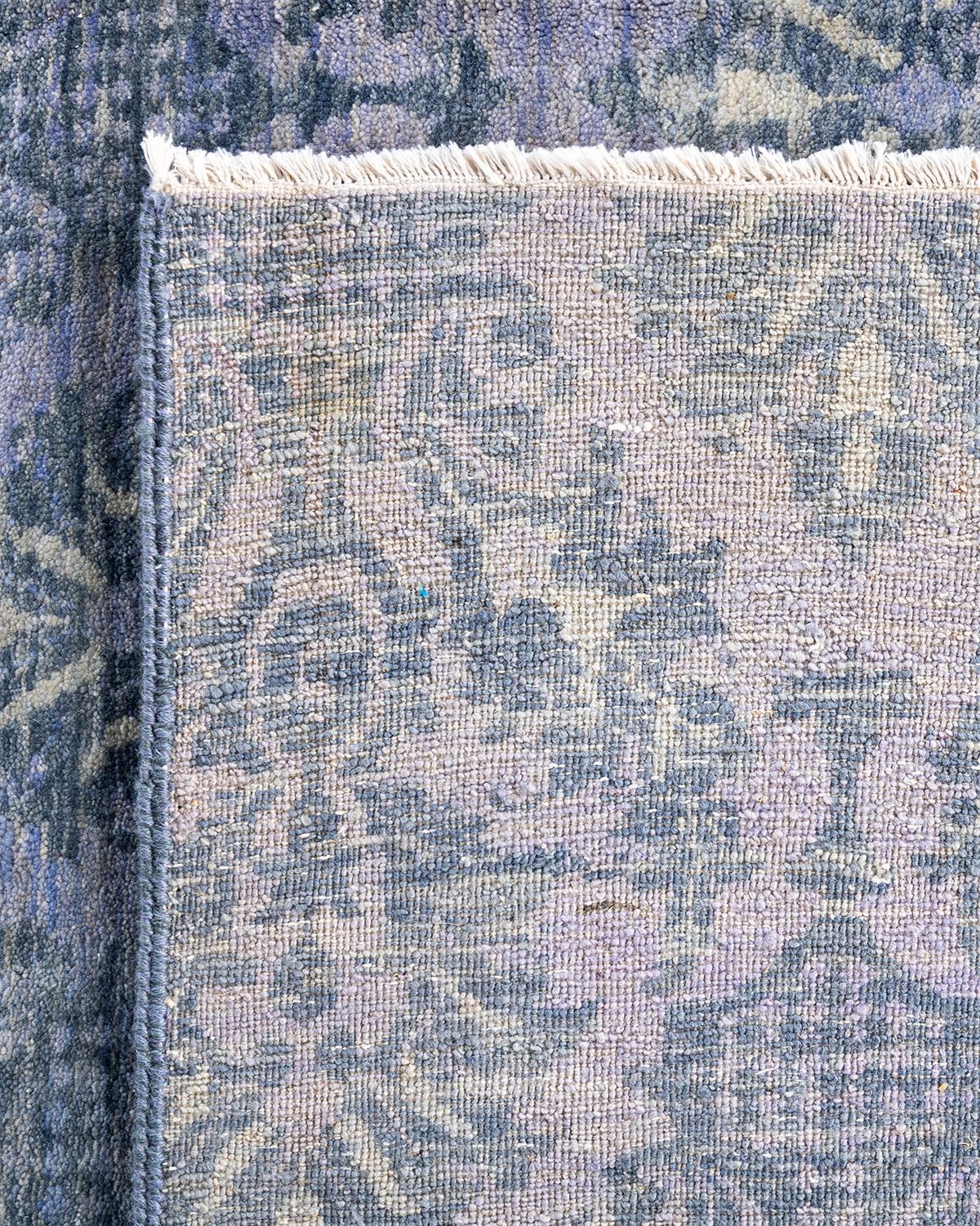 Traditional Ikat Hand Knotted Floral Wool Gray Area Rug 8' 1