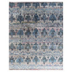 Traditional Ikat Hand Knotted Floral Wool Gray Area Rug 8
 1" x 10
 1"