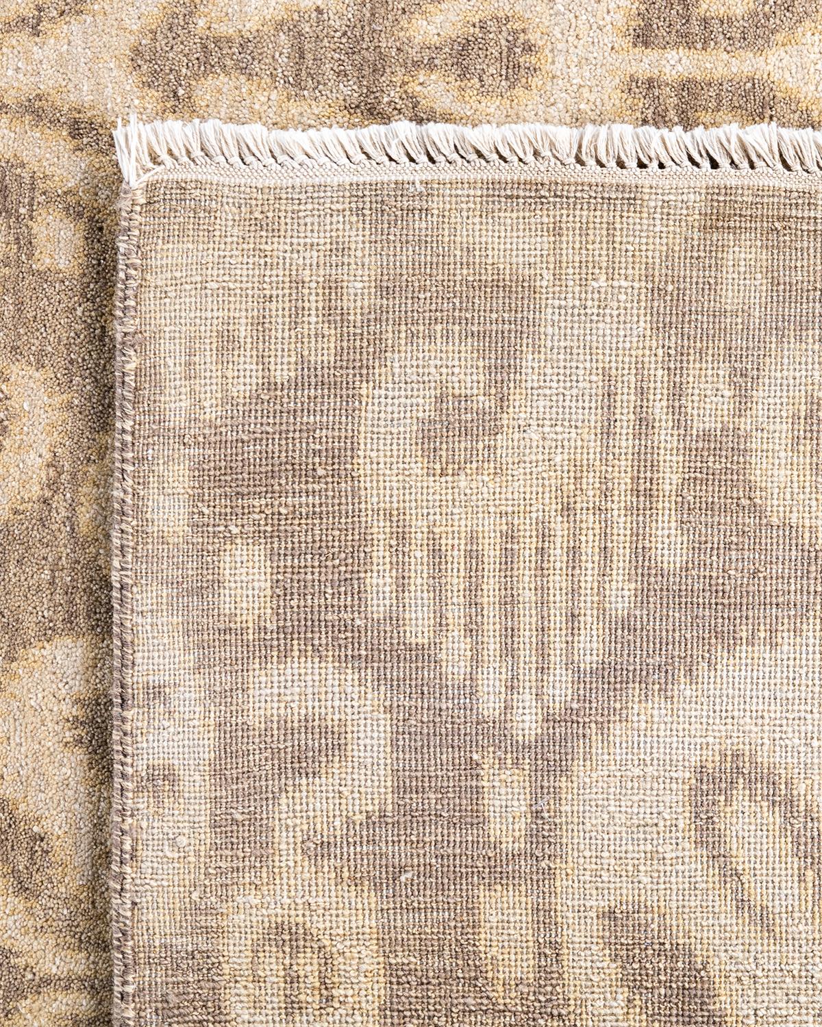 Traditional Ikat Hand Knotted Floral Wool Gray Area Rug 8' 2