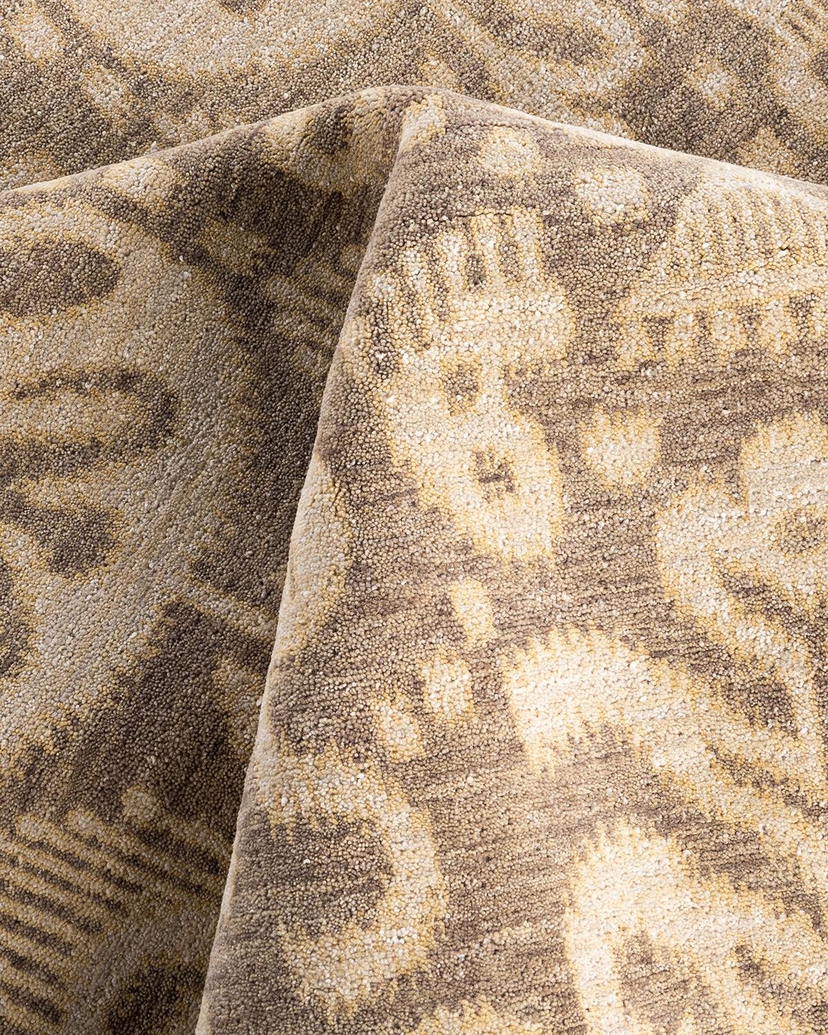 Traditional Ikat Hand Knotted Floral Wool Gray Area Rug 8' 2