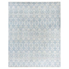 Traditional Ikat Hand Knotted Floral Wool Gray Area Rug 8' 2" x 10' 2"