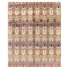 Alfombra Ikat Tradicional de Lana Floral Anudada a Mano Gris 8' 2" x 9' 10