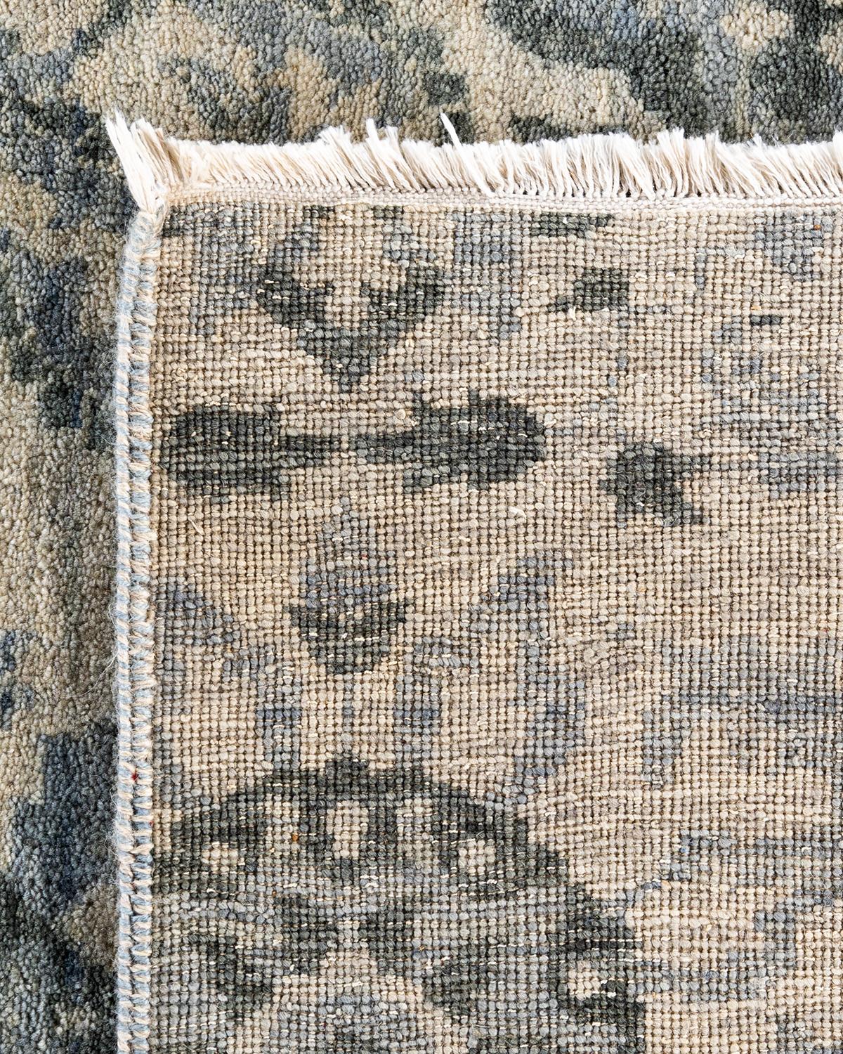 Traditional Ikat Hand Knotted Floral Wool Gray Area Rug 8' 3
