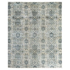 Traditional Ikat Hand Knotted Floral Wool Gray Area Rug 8' 3" x 10' 0"