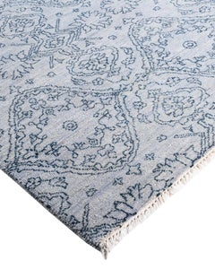 Traditional Ikat Hand Knotted Floral Wool Gray Area Rug 8' 5" x 9' 10"
