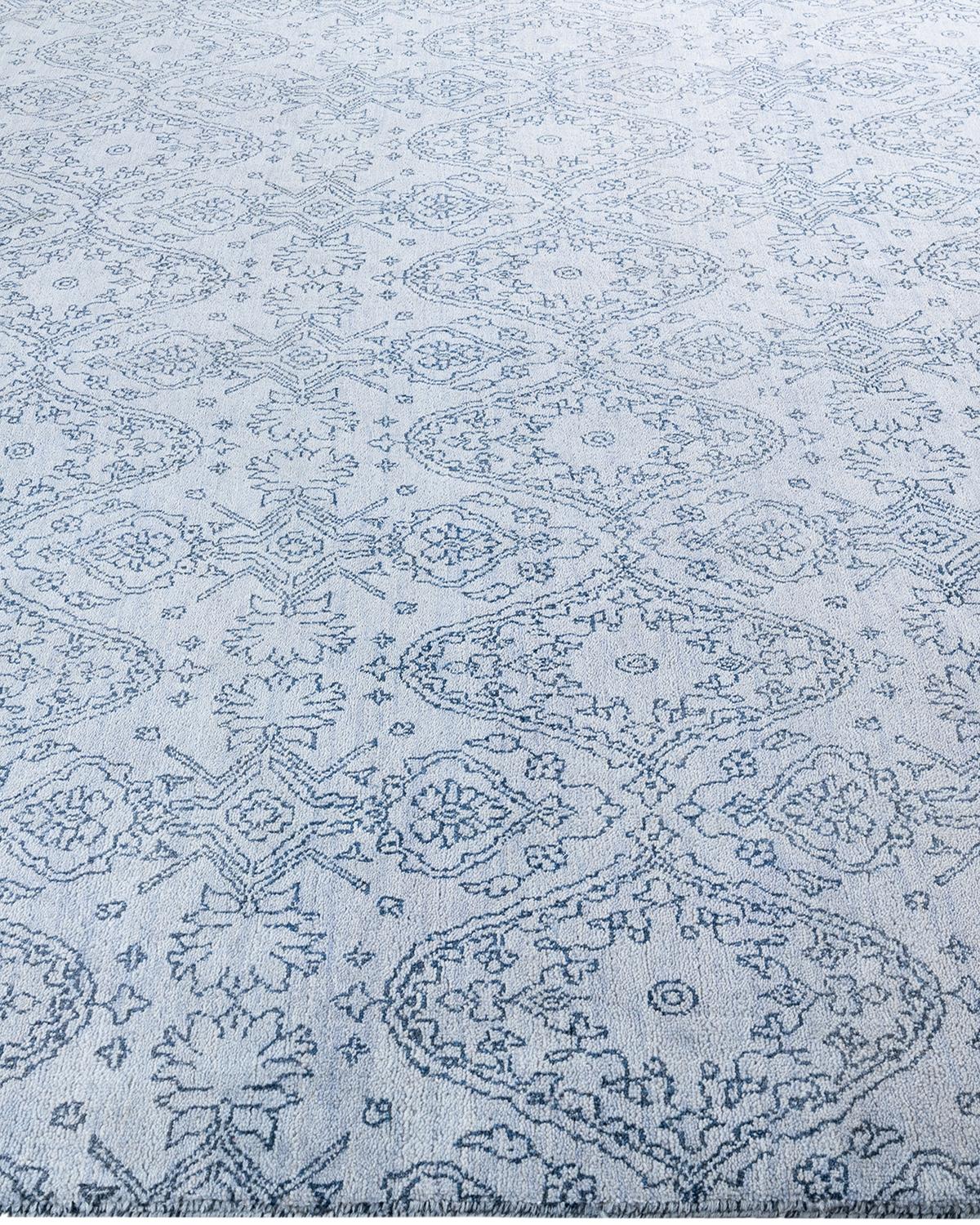 Hand-Knotted Traditional Ikat Hand Knotted Floral Wool Gray Area Rug 8' 5