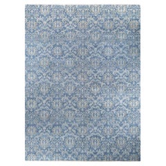 Traditioneller handgeknüpfter, grauer Ikat-Teppich aus geblümter Wolle 9' 1" x 11' 10"