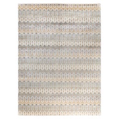Traditional Ikat Hand Knotted Floral Wool Gray Area Rug 9' 1" x 12' 3"