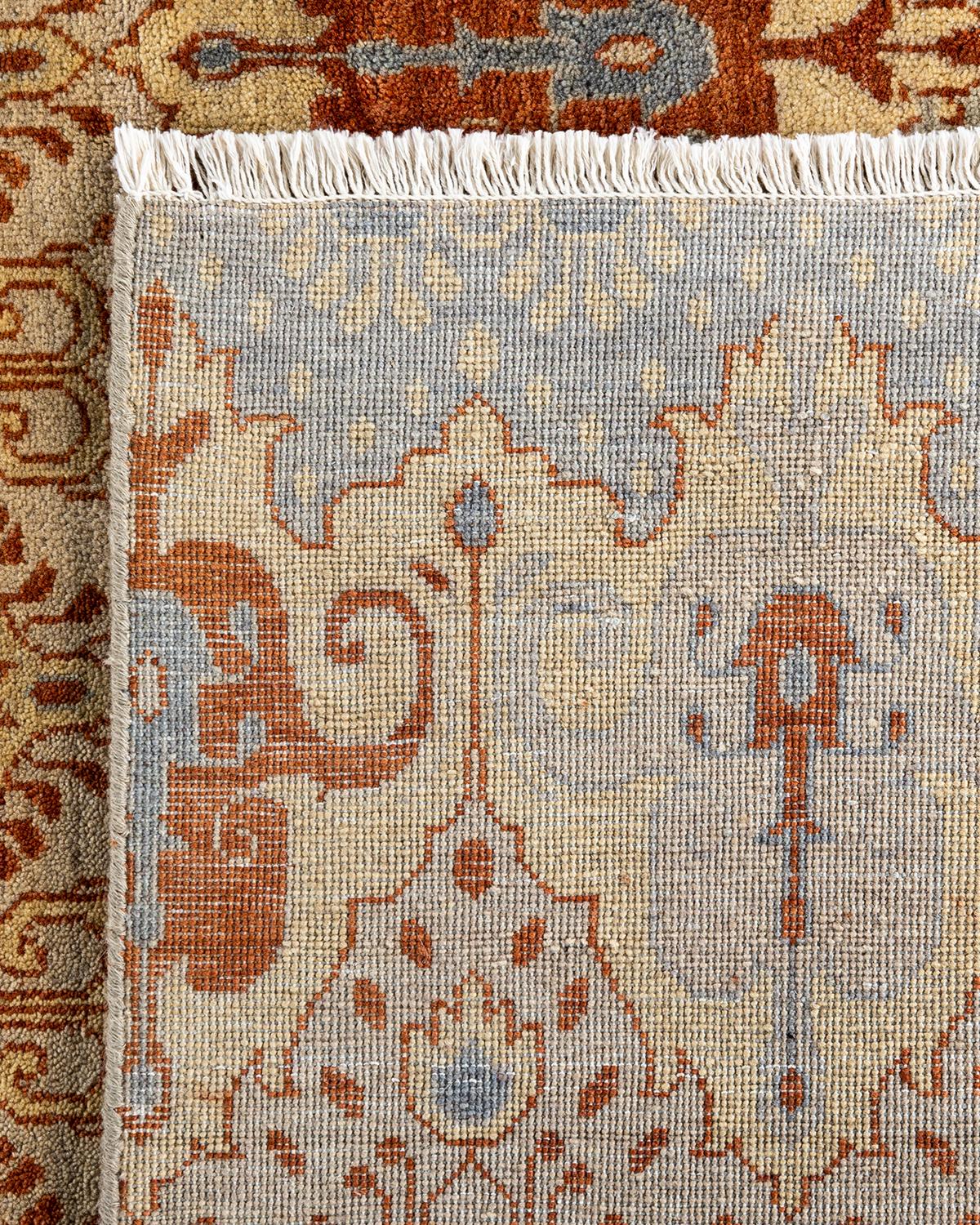 Traditional Ikat Hand Knotted Floral Wool Gray Area Rug 9' 3